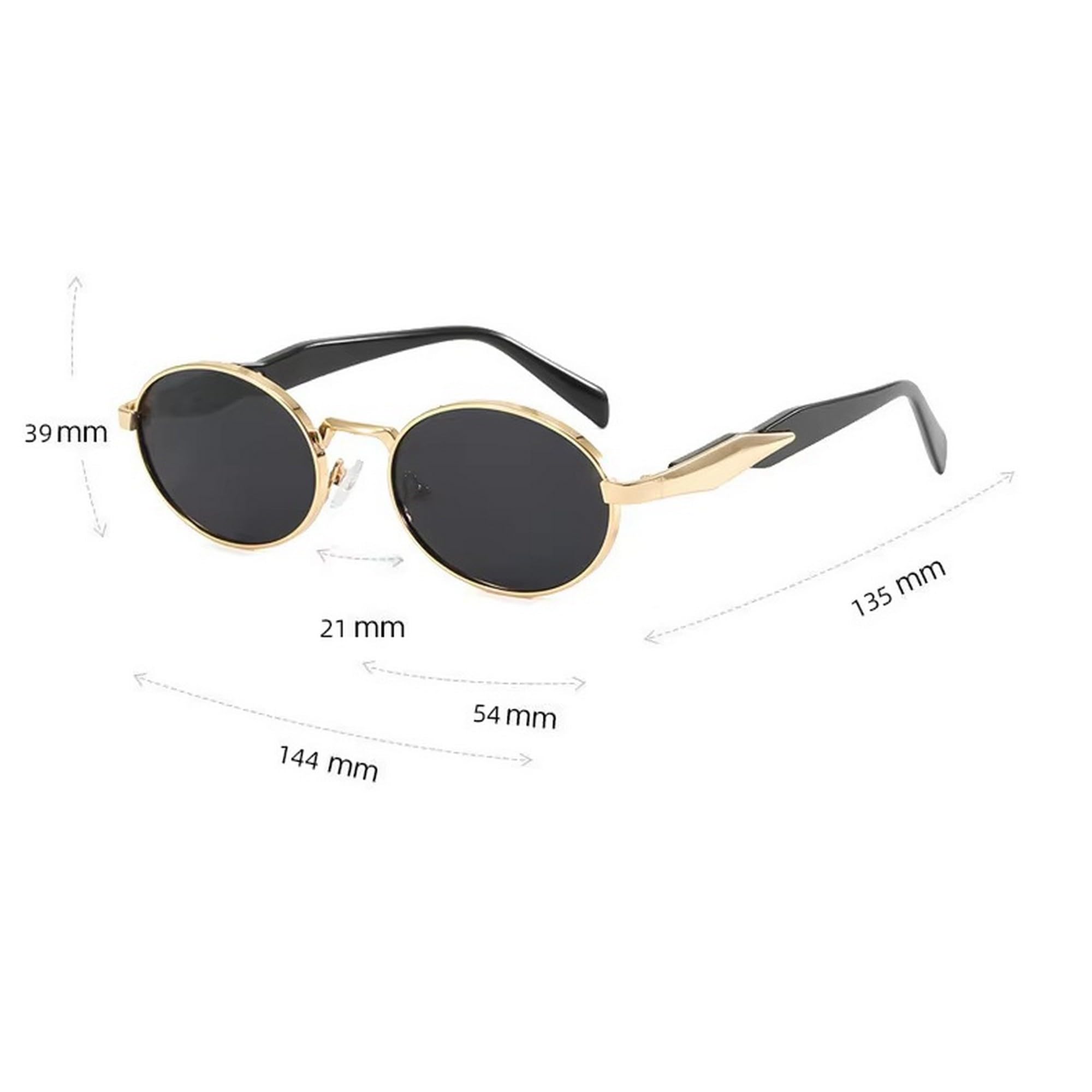 Dervin Retro Oval Sunglasses for Men & Women | Metal Frame | UV400 Protection | Durable, Stylish & Trending Shades (Gold-Black)