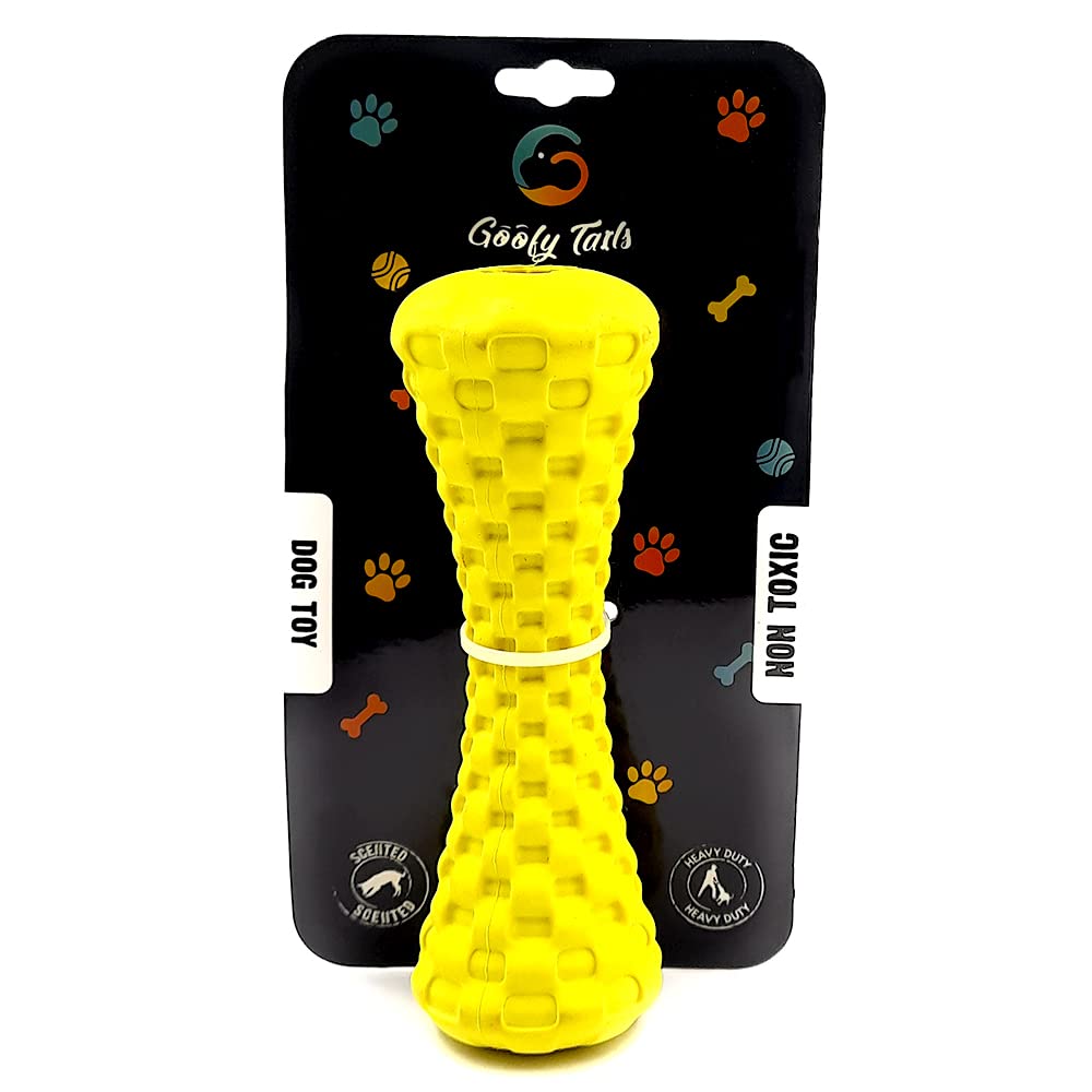 Goofy Tails Dog Toys, Rubber Dumbbell Treat Dispensing Toys for Dogs, Non-Toxic Chew Toys for Dogs, Ideal Interactive Dog Toy for All Breeds and Sizes
