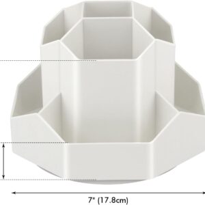 Accuprints 360-Degree Rotating Desk Organizer,Size 13 x 18 cm |Pen Pencil Holder with 9 Slot Desktop Organizer for Office Supplies Stationery Staplers Clips - White