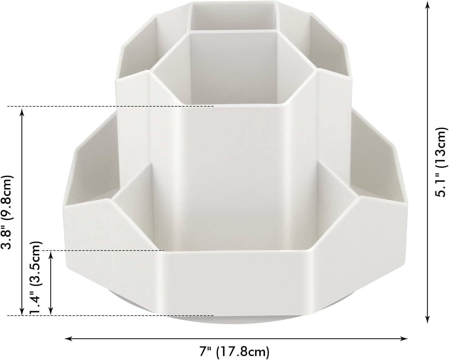 Accuprints 360-Degree Rotating Desk Organizer,Size 13 x 18 cm |Pen Pencil Holder with 9 Slot Desktop Organizer for Office Supplies Stationery Staplers Clips - White