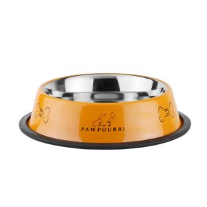 PAWPOURRI Combo of Anti-Skid Feeding Bowls for Dogs, Cats & Puppy Pet Bowl Pack 2 Stainless Steel Pet Bowl (700 ml Each, Blue & Yellow)