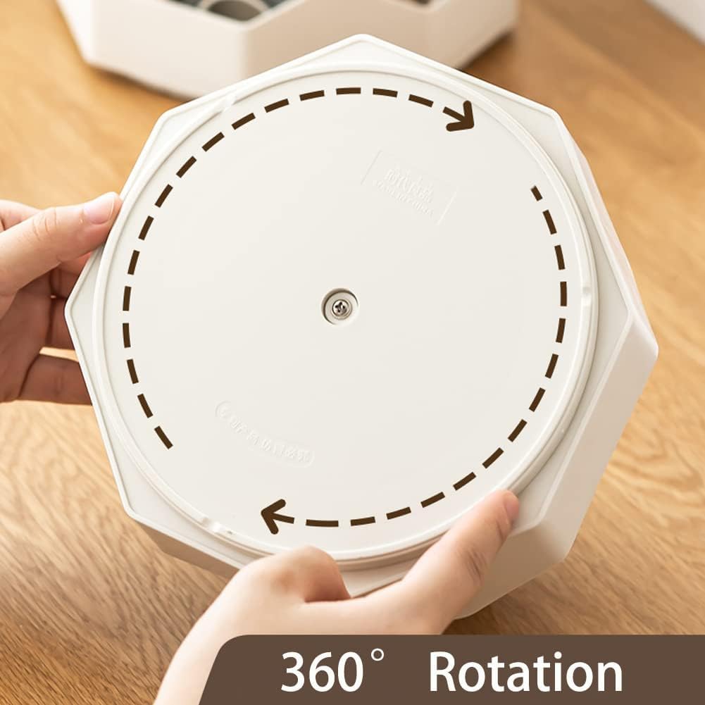 Accuprints 360-Degree Rotating Desk Organizer,Size 13 x 18 cm |Pen Pencil Holder with 9 Slot Desktop Organizer for Office Supplies Stationery Staplers Clips - White