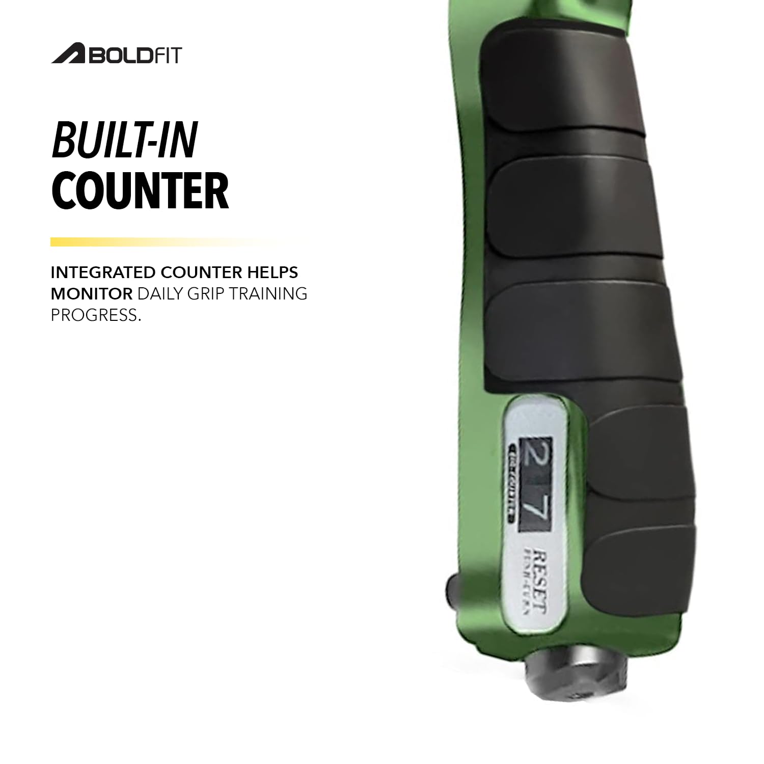 Boldfit Adjustable Hand Grip Strengthener, Hand Gripper With Counter for Men & Women for Gym Workout Hand Exercise Equipment for Forearm Exercise, Finger Exercise Power Gripper - Army Green - 60kg