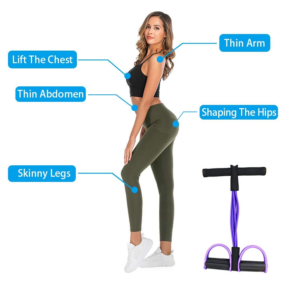BYKITCHEN Resistance Bands with Pedal Pull Reducer – 4 Tube Body Trimmer for Full Body Workout | Tummy Trimmer, Arm & Yoga Exercise Equipment for Men & Women (Multicolor)
