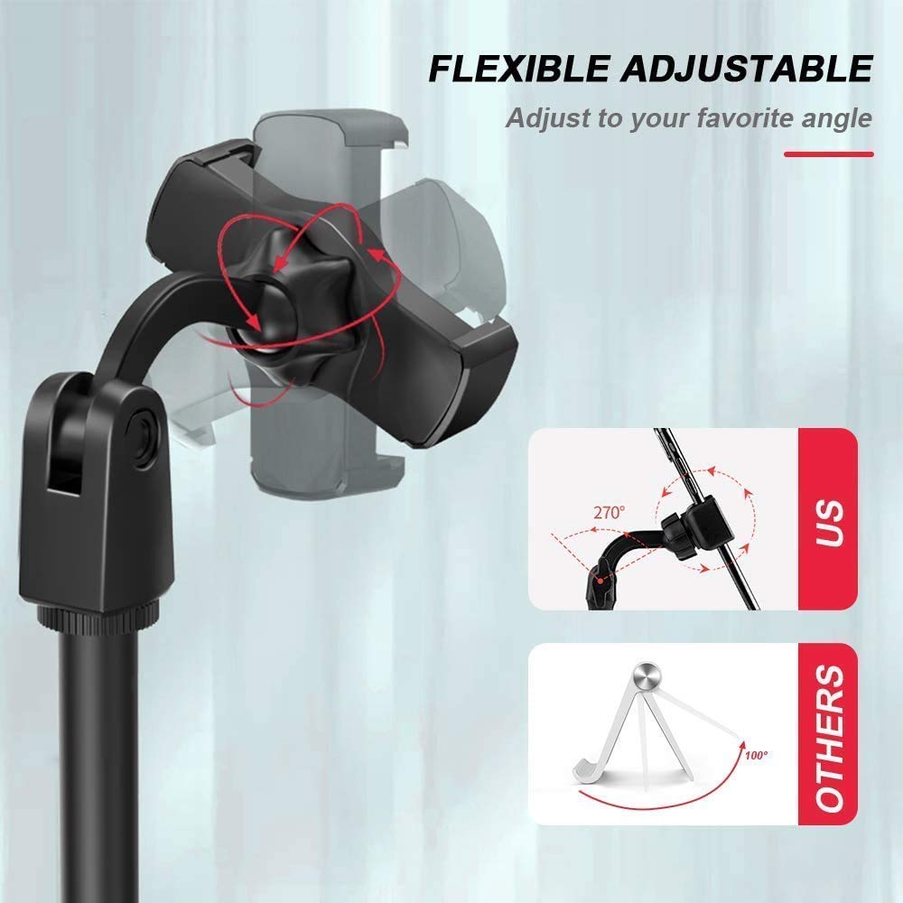 Sounce Phone Tabletop Stand Height Angle Adjustable Stand, Phone Holder for Desk Compatible with OnePlus Redmi Samsung Mi Oppo Vivo iPhone12 Mini 11 Pro Xs Xr X 8 7 Plus, All Smartphones (Black)