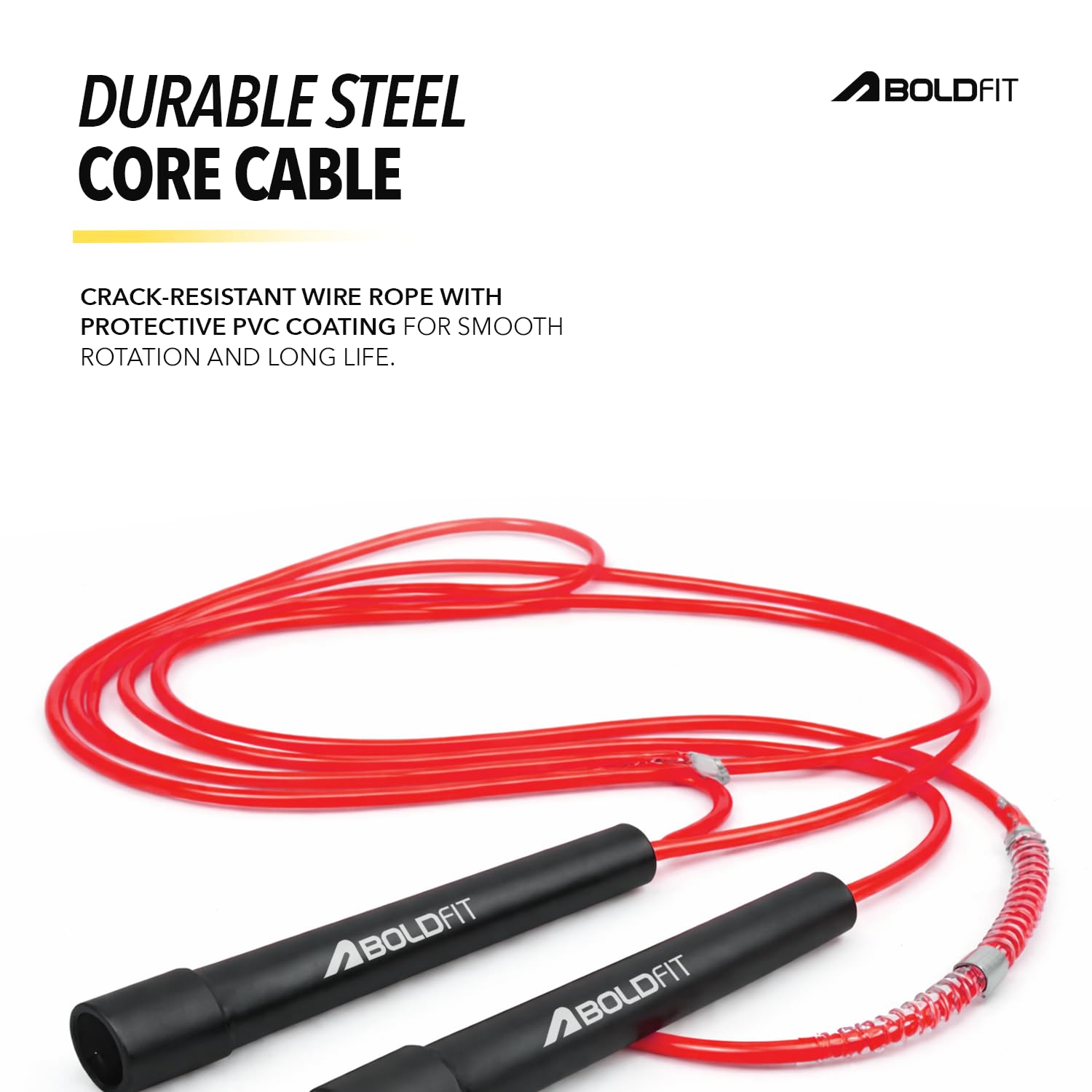 Boldfit Skipping Rope for Men and Women Jumping Rope With Adjustable Height Speed Skipping Rope for Exercise, Gym, Sports Fitness Adjustable Jump Rope Black-Red