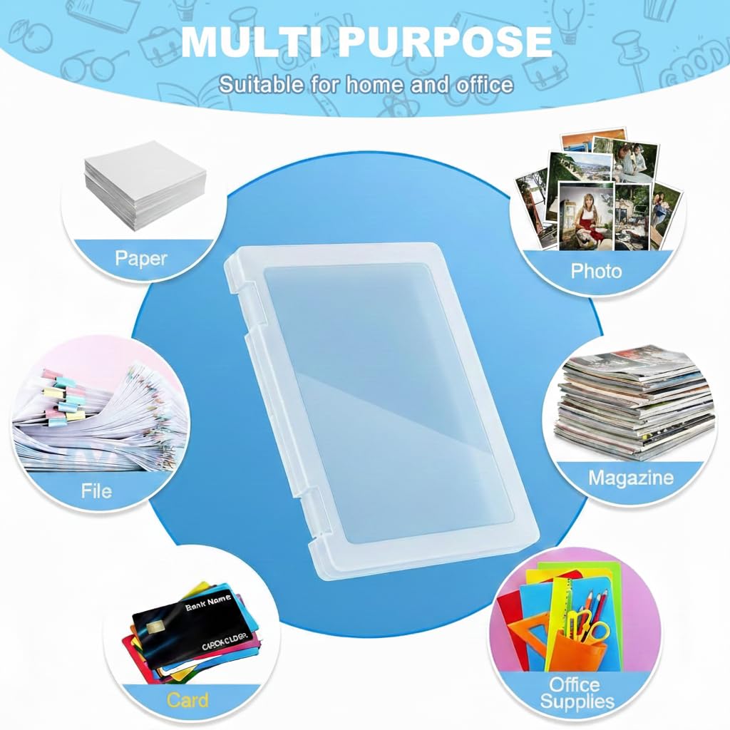 Klick n shop A4 Clear File Storage Box, Transparent Plastic Document Organizer with Latching Lid, Stackable Paper Holder for Office, School and Home (Pack of 1)