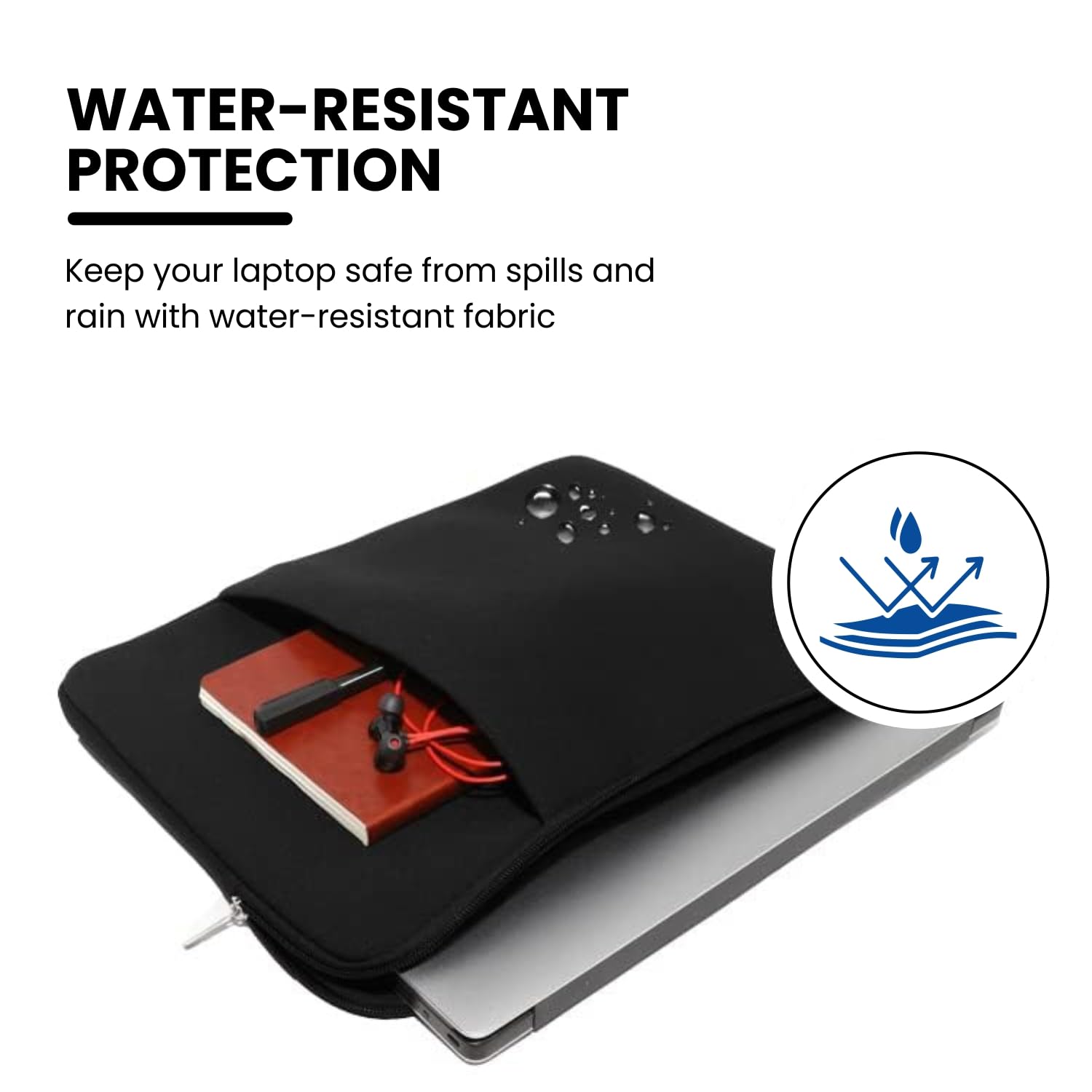 Dyazo 14-14.1 Inch Slim Laptop Sleeve | Water-Resistant & Protective Carrying Case with Front Pocket | Laptop Bag Compatible for MacBook, HP, Dell, Lenovo, Acer, Asus and Other Notebooks (Black)