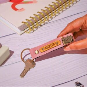 The Messy Corner |Personalized Vegan Leather Keychain| – |Custom Name & Charm Keyring| for Men, Women & Kids | Durable Unisex Keychain Gift with |Metal Ring|