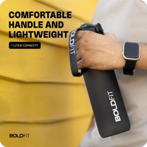 Boldfit Water Bottles Sipper Bottle for Adults, Kids,Unbreakable Motivational Water Bottle Time Mark Sipper with Straw & Time for Gym Office School Home Water Bottle for Kids - Black