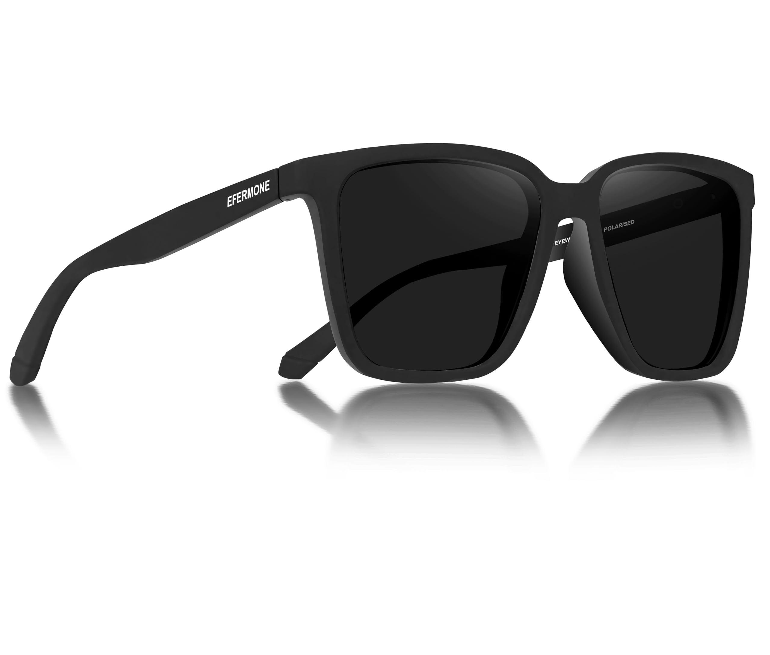 EFERMONE® Polarized Sunglasses for Men and Women 100% UV Protection Outdoor Travelling Sports Bikes Cars Driving and Hiking (Square | Medium) (MATT BLACK)