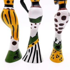 Xtore Beautiful Finish Uniquely Hand Crafted Home Dcor African Tribal Women Art Piece Handicraft Resin (Set of 3, Multicolour)