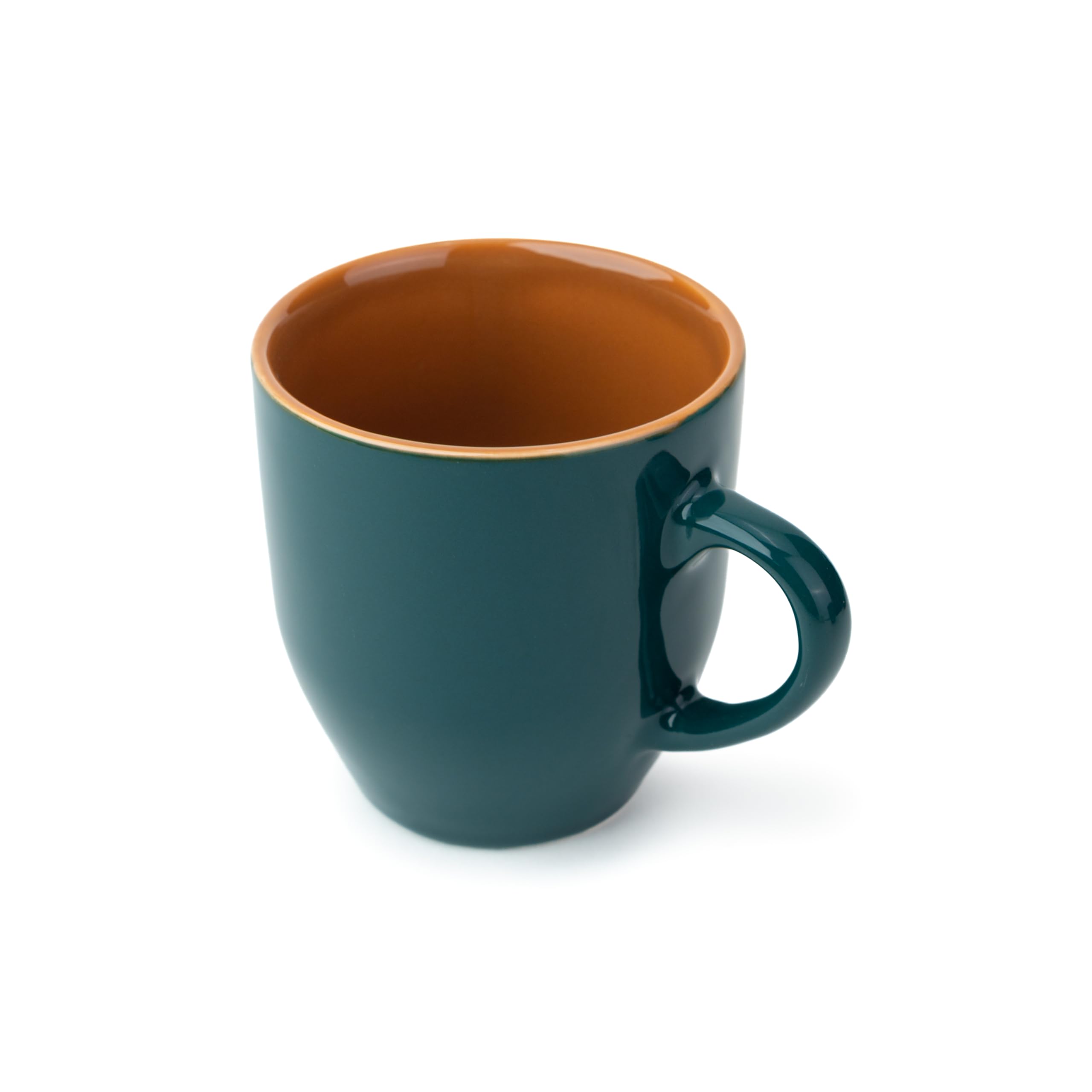 Shay Ceramic Coffee Mug Set, Set of 6, 300ml, Teal Green | Medium Mug | Glossy Finish | Stoneware Coffee Cup Set | Ceramic Cup | Microwave Safe (Teal Green Milk Mug, Set of 6)