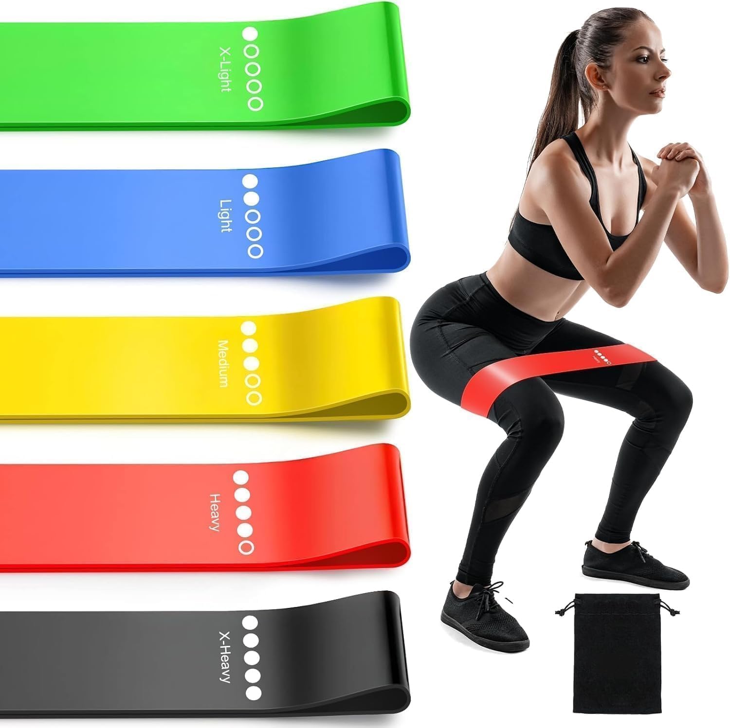 Waafy Resistance Bands for Working Out, Elastic Exercice Loop Bands for Physical Therapy, Yoga Starter Set of Stretch Bands for Booty Legs, Pilates Flexbands Resistance Bands (5 Coloour Bandsss)