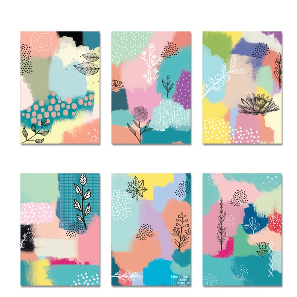 DOODLE Floral Fuse Blank Notecards – Set of 12 with Envelopes | 3 x 4.25 Inch | All-Occasion Mini Greeting & Thank You Cards