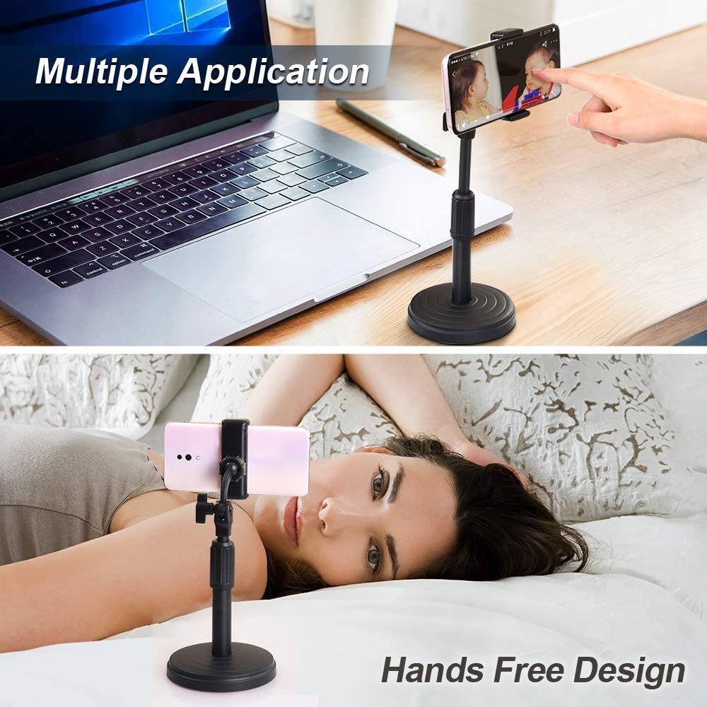 Sounce Phone Tabletop Stand Height Angle Adjustable Stand, Phone Holder for Desk Compatible with OnePlus Redmi Samsung Mi Oppo Vivo iPhone12 Mini 11 Pro Xs Xr X 8 7 Plus, All Smartphones (Black)