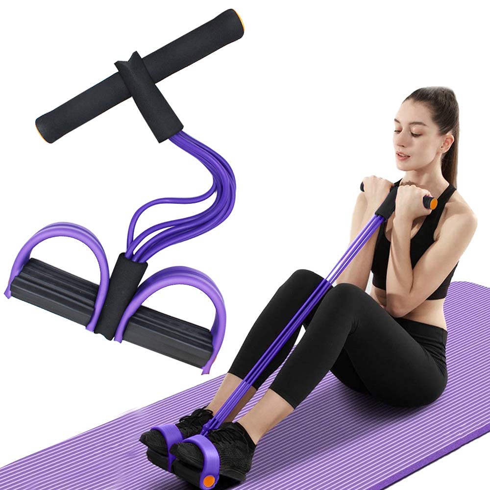 BYKITCHEN Resistance Bands with Pedal Pull Reducer – 4 Tube Body Trimmer for Full Body Workout | Tummy Trimmer, Arm & Yoga Exercise Equipment for Men & Women (Multicolor)