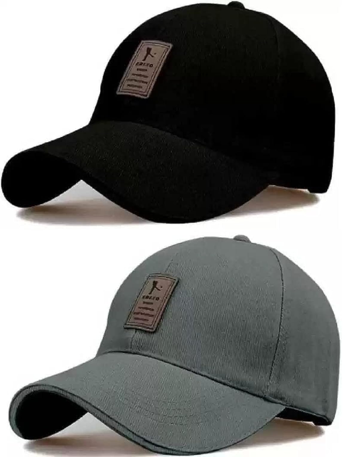 SELLORIA Brand Soft Cotton Adjustable Unisex Cap for Men and Women Freesize Baseball Caps (Pack of 2) (Gray,Black)