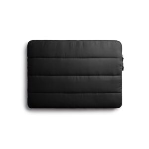 DailyObjects Medium Stria Portable Laptop Sleeve | Durable Polyester | Compatible with Laptop/MacBook Air/Pro Upto 14 in | Water Resistant Fabric |Padded Compartment with Zip Closure - Carbon Black