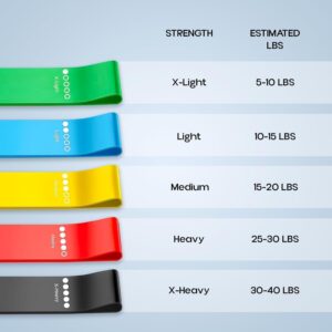 Waafy Resistance Bands for Working Out, Elastic Exercice Loop Bands for Physical Therapy, Yoga Starter Set of Stretch Bands for Booty Legs, Pilates Flexbands Resistance Bands (5 Coloour Bandsss)