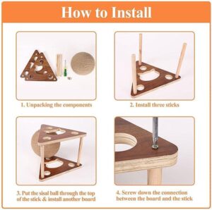Cat Scratcher Toy,Natural Sisal Rope Cat Scratching Ball Scratcher Toy with Ball for Cats& Kittens&Dogs&Puppy, Interactive Solid Wood Scratcher Pet Toy (Huge)