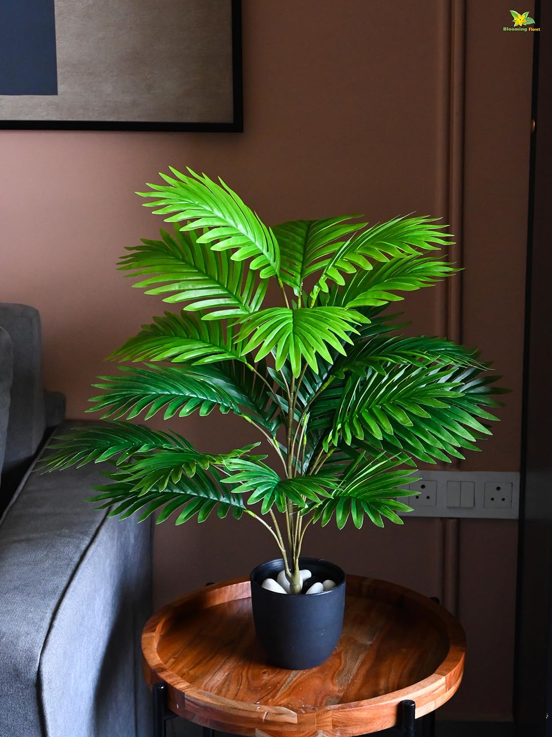 Blooming Floret Artificial Areca Palm 21 Leaves With Pot Big Ornamental Plant For Interior Decor/Home Decor/Office Decor 30 Inch Tall Indoor Tropical Plant Durable, Green