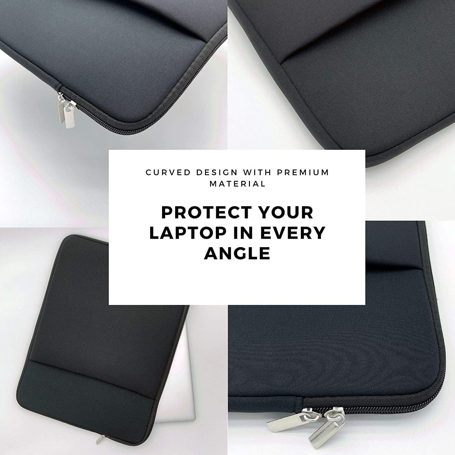 Dyazo 14-14.1 Inch Slim Laptop Sleeve | Water-Resistant & Protective Carrying Case with Front Pocket | Laptop Bag Compatible for MacBook, HP, Dell, Lenovo, Acer, Asus and Other Notebooks (Black)
