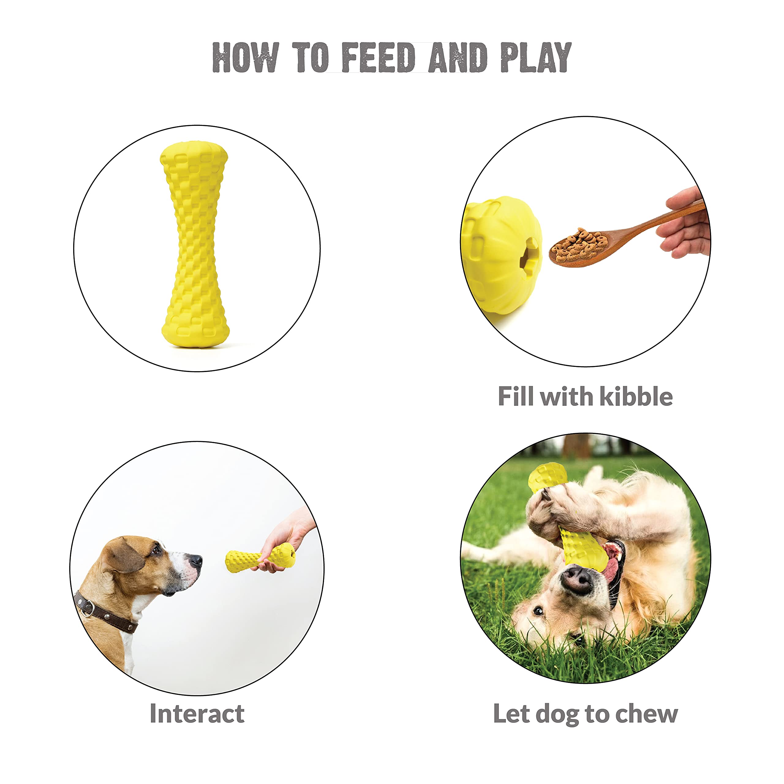 Goofy Tails Dog Toys, Rubber Dumbbell Treat Dispensing Toys for Dogs, Non-Toxic Chew Toys for Dogs, Ideal Interactive Dog Toy for All Breeds and Sizes