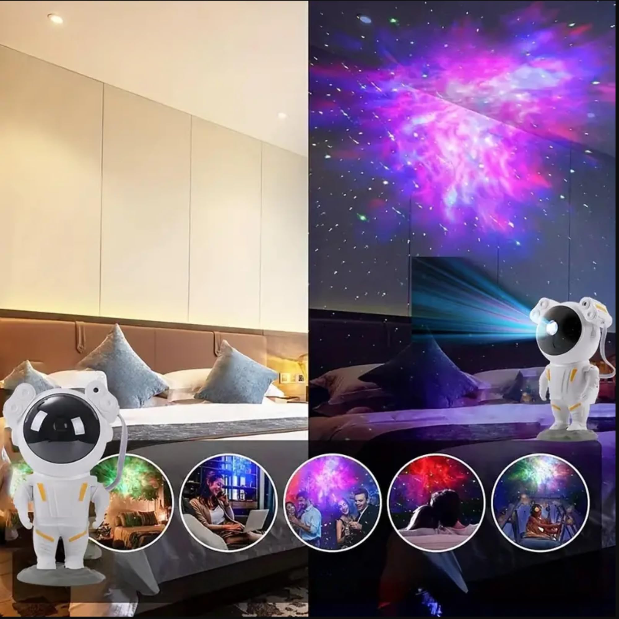 MANSAA Astronaut Galaxy Projector Light for Bedroom, Space Projector, Birthday Gifts, Gaming Room, Home and Party, White, Corded Electric