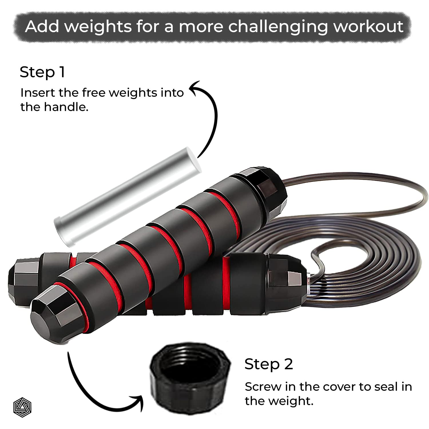 Boldfit Skipping Rope for Men and Women Jumping Rope With Adjustable Height Speed Skipping Rope for Exercise, Gym, Sports Fitness with Weight Bars Adjustable Jump Rope with Weight Bars - Red Black