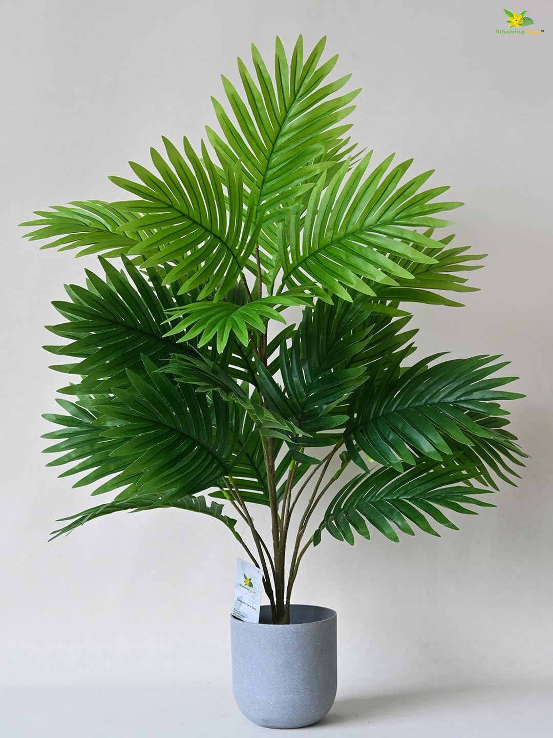 Blooming Floret Artificial Areca Palm 21 Leaves With Pot Big Ornamental Plant For Interior Decor/Home Decor/Office Decor 30 Inch Tall Indoor Tropical Plant Durable, Green