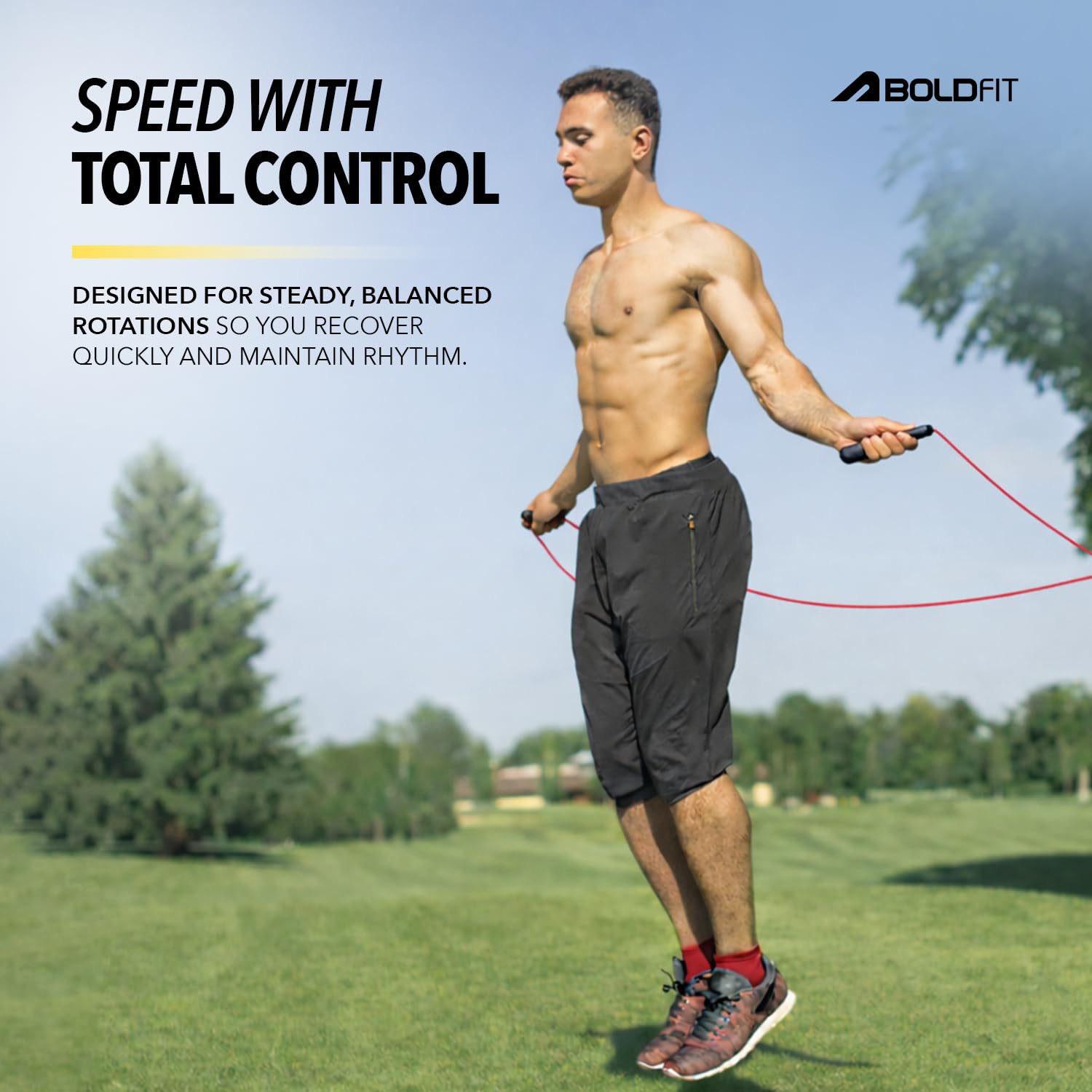 Boldfit Skipping Rope for Men and Women Jumping Rope With Adjustable Height Speed Skipping Rope for Exercise, Gym, Sports Fitness Adjustable Jump Rope Black-Red