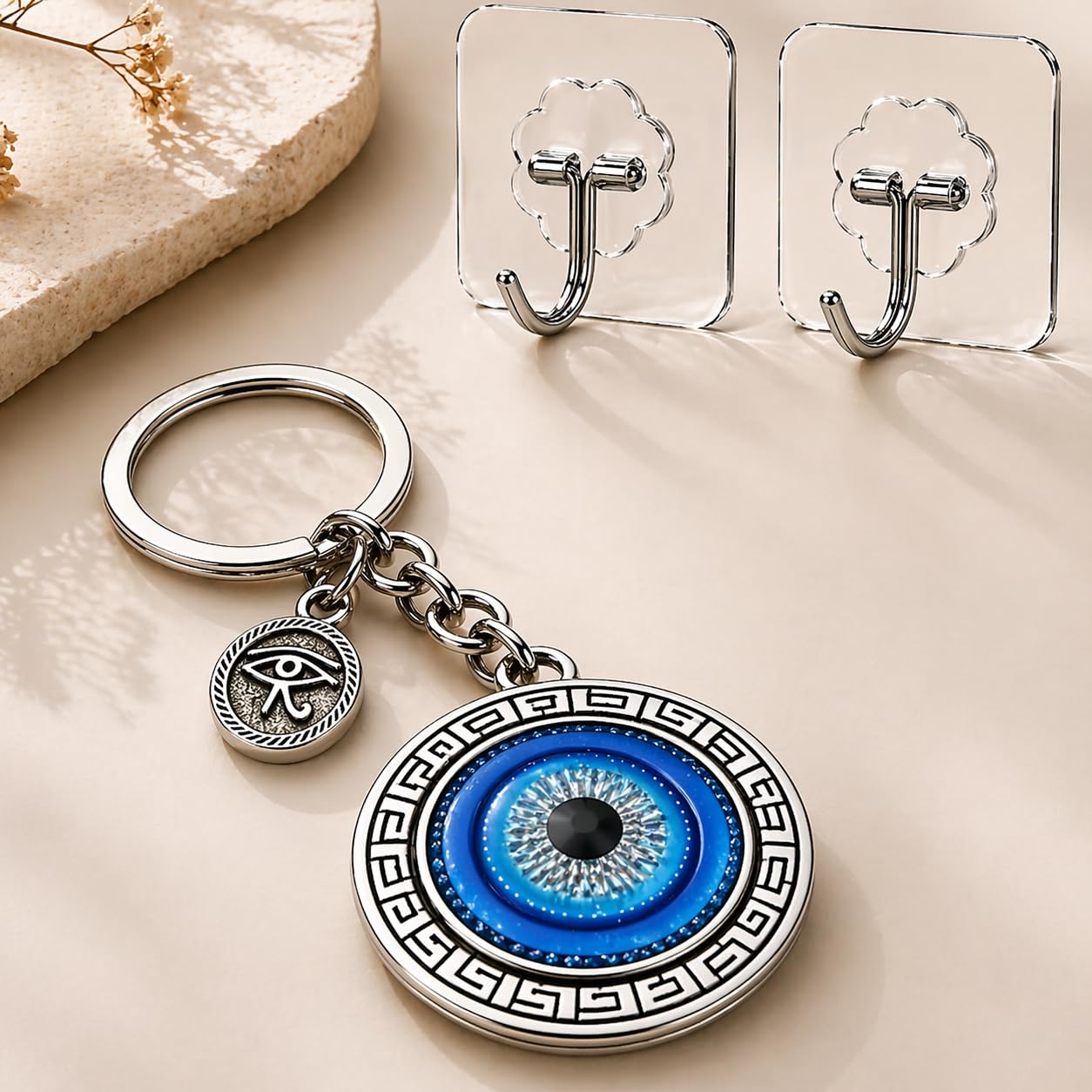 AutokraftZ Evil Eye Keychain for Bike Car and Home Keys with ππ±π΅π²ππΆππ² ππΌπΌπΈ | Good Luck Protection Charm Key Ring | Stylish Evil Eye Key Chain for Positivity | Gifting & Decorative Purpose