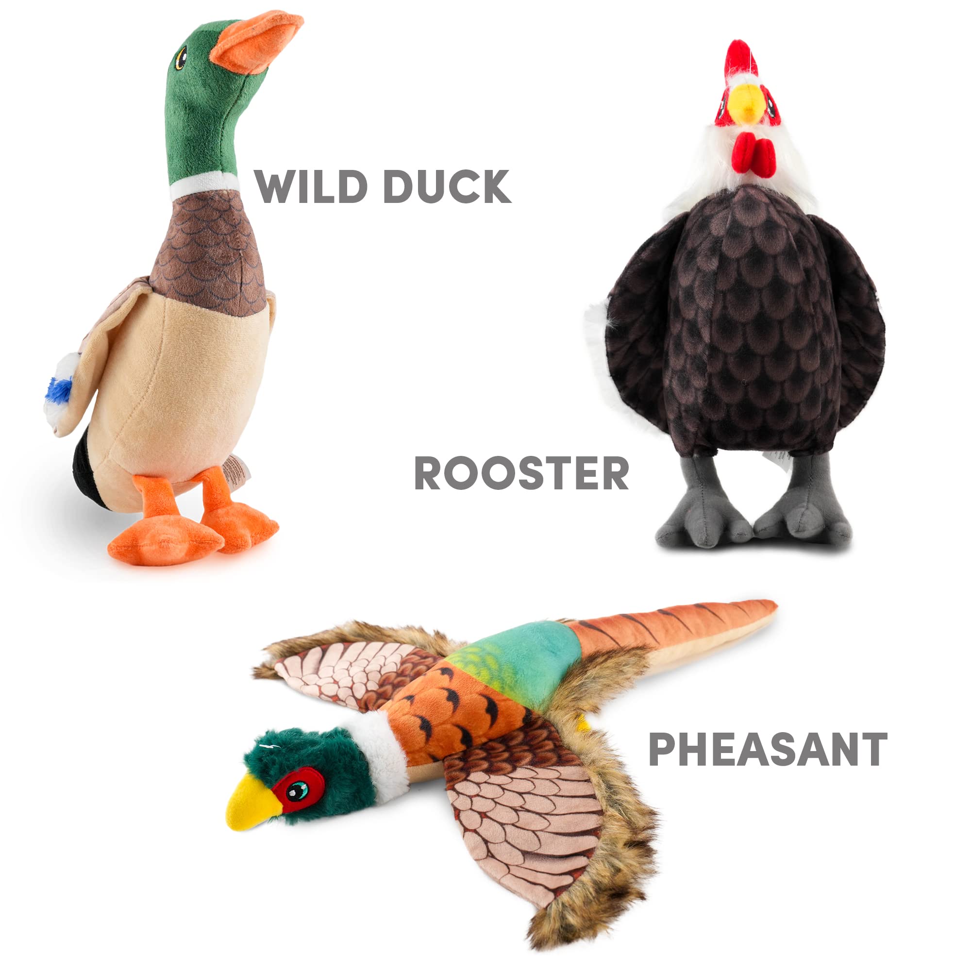 BarkButler x Fofos Wild Duck Plush - Soft & Squeaky Toys for Dogs, Dog Toys for Medium Dogs (0-20kgs) - Brown