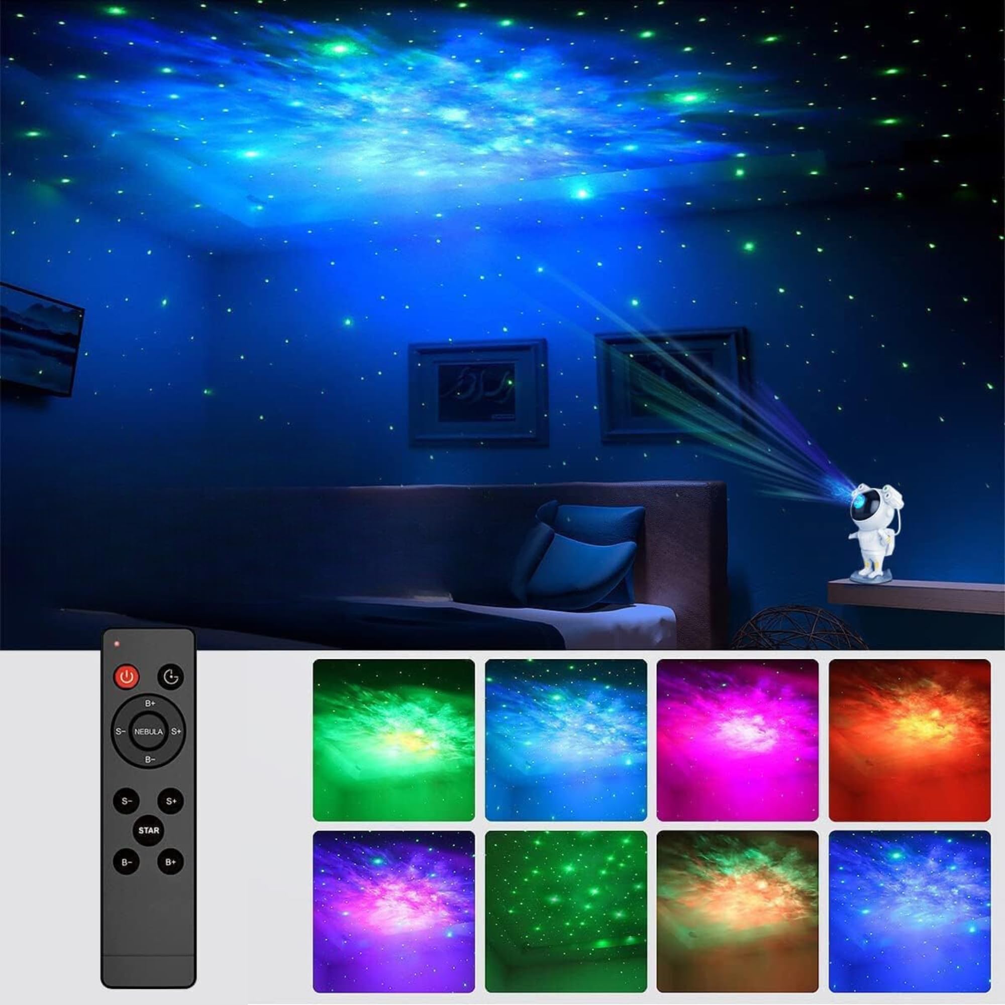 MANSAA Astronaut Galaxy Projector Light for Bedroom, Space Projector, Birthday Gifts, Gaming Room, Home and Party, White, Corded Electric