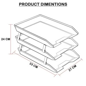 Primelife File Tray Rack ABS Plastics | Foldable Office Desk Accessories | Durable & Sturdy | Easy Assembly | Efficient Organizer | Plastic Office Stationery Files Layer Rack -3LAYER(Black)
