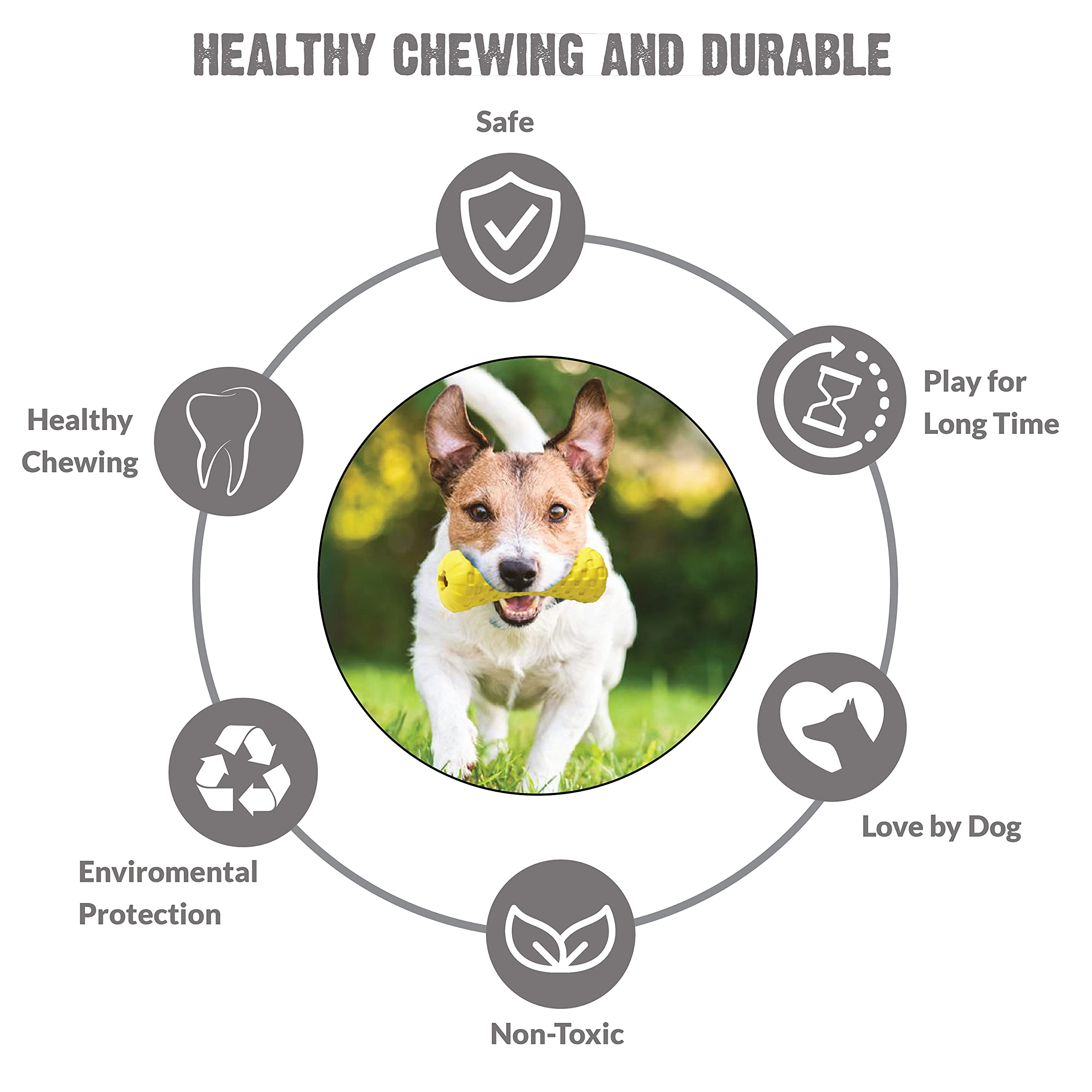 Goofy Tails Dog Toys, Rubber Dumbbell Treat Dispensing Toys for Dogs, Non-Toxic Chew Toys for Dogs, Ideal Interactive Dog Toy for All Breeds and Sizes
