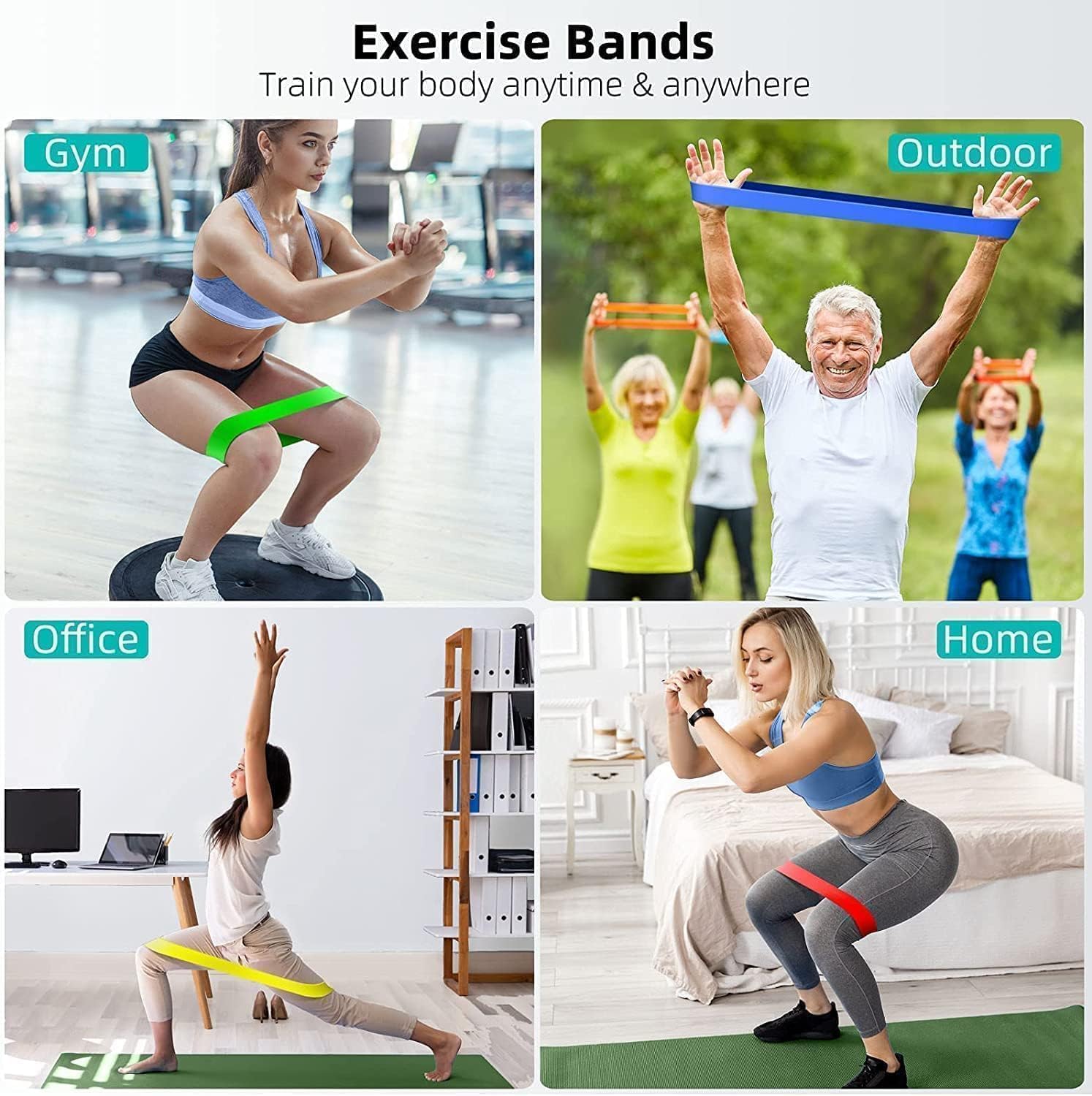 Waafy Resistance Bands for Working Out, Elastic Exercice Loop Bands for Physical Therapy, Yoga Starter Set of Stretch Bands for Booty Legs, Pilates Flexbands Resistance Bands (5 Coloour Bandsss)