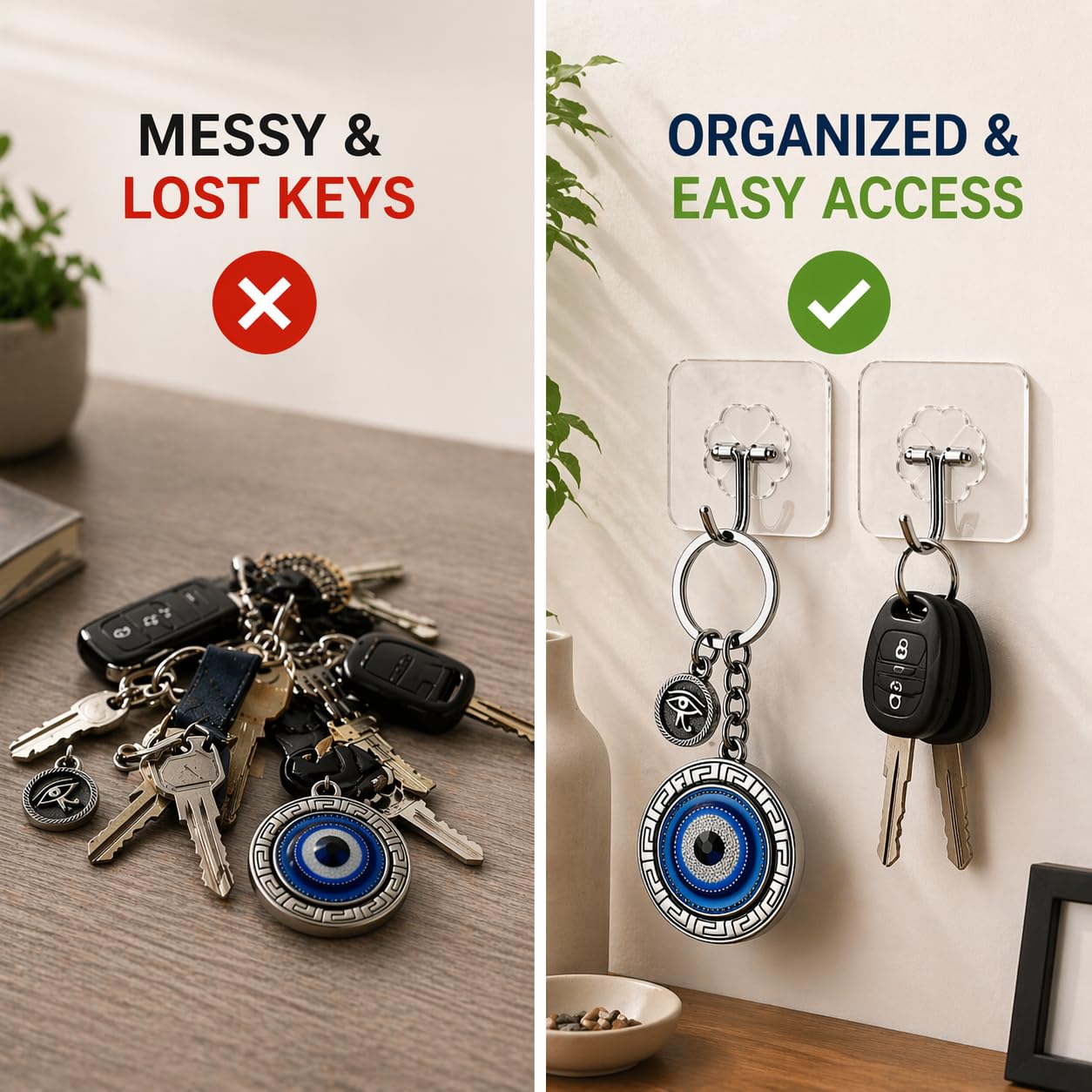 AutokraftZ Evil Eye Keychain for Bike Car and Home Keys with ππ±π΅π²ππΆππ² ππΌπΌπΈ | Good Luck Protection Charm Key Ring | Stylish Evil Eye Key Chain for Positivity | Gifting & Decorative Purpose