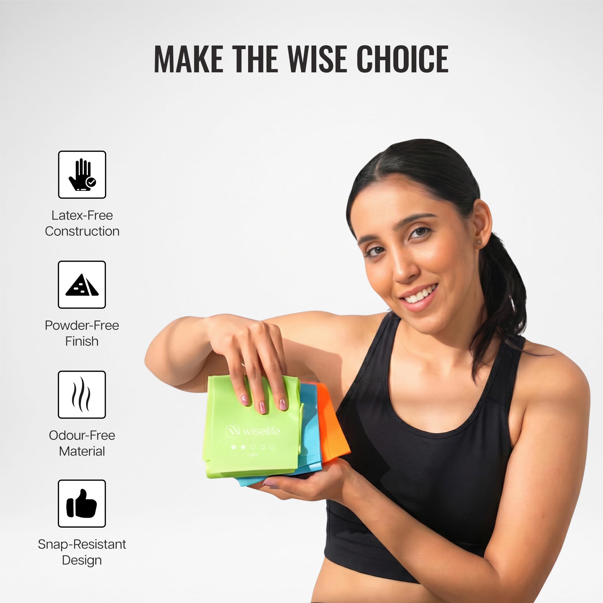 Wiselife Professional Latex Resistance Thera Band (Heavy Resistance) | 48x4 inch | 100% Natural | for Warm-Up, Stretching, Cardio, Strength Training, Home Fitness, Exercise, Gym Workout & Yoga (Grey)