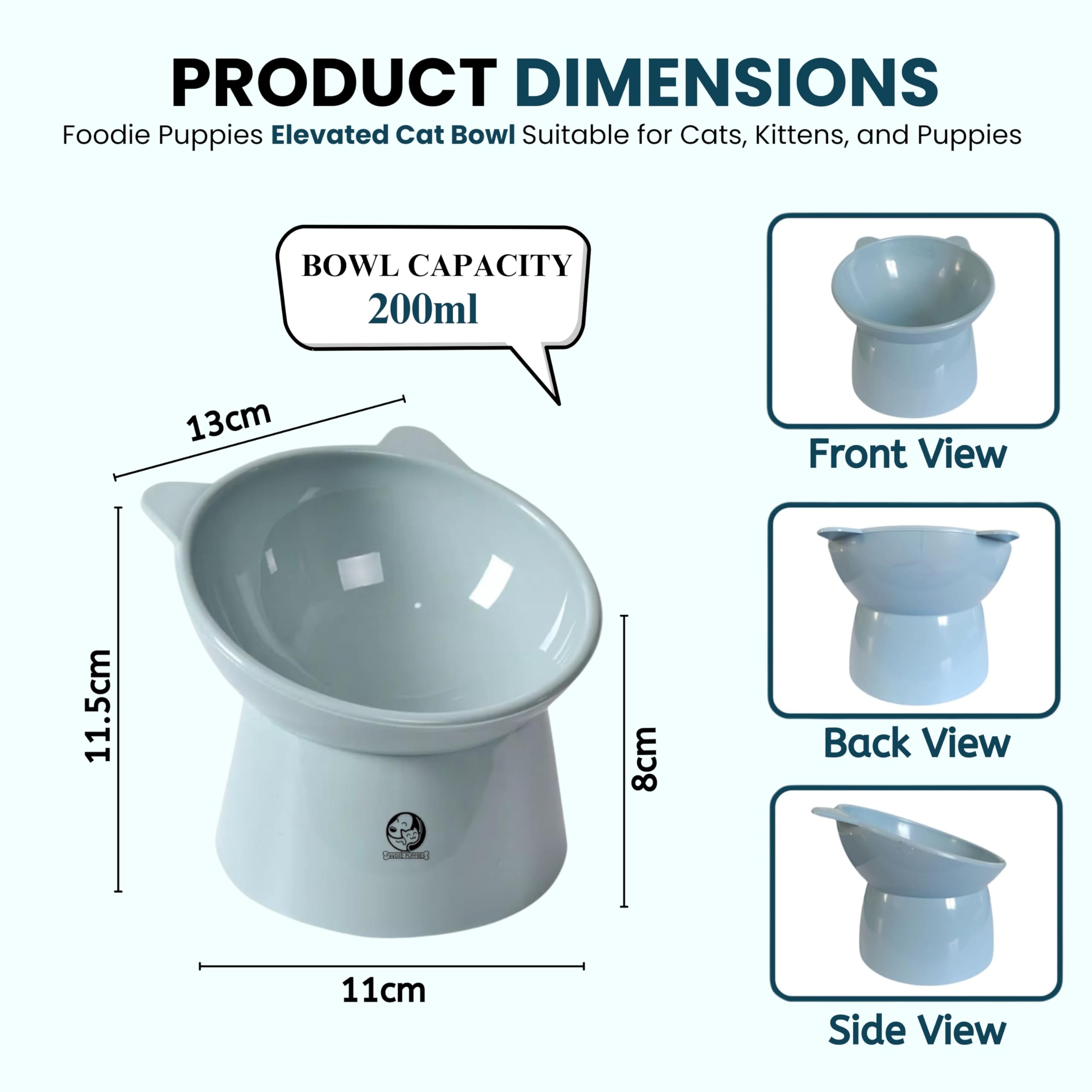 Foodie Puppies Elevated Cat Bowl Feeder Food Water Feeder Bowl for Cats, Kittens & Puppies | Persian Cat Food Bowl Tilted Raised Bowl Anti Vomiting 15° Slanted Bowl (Color May Vary)