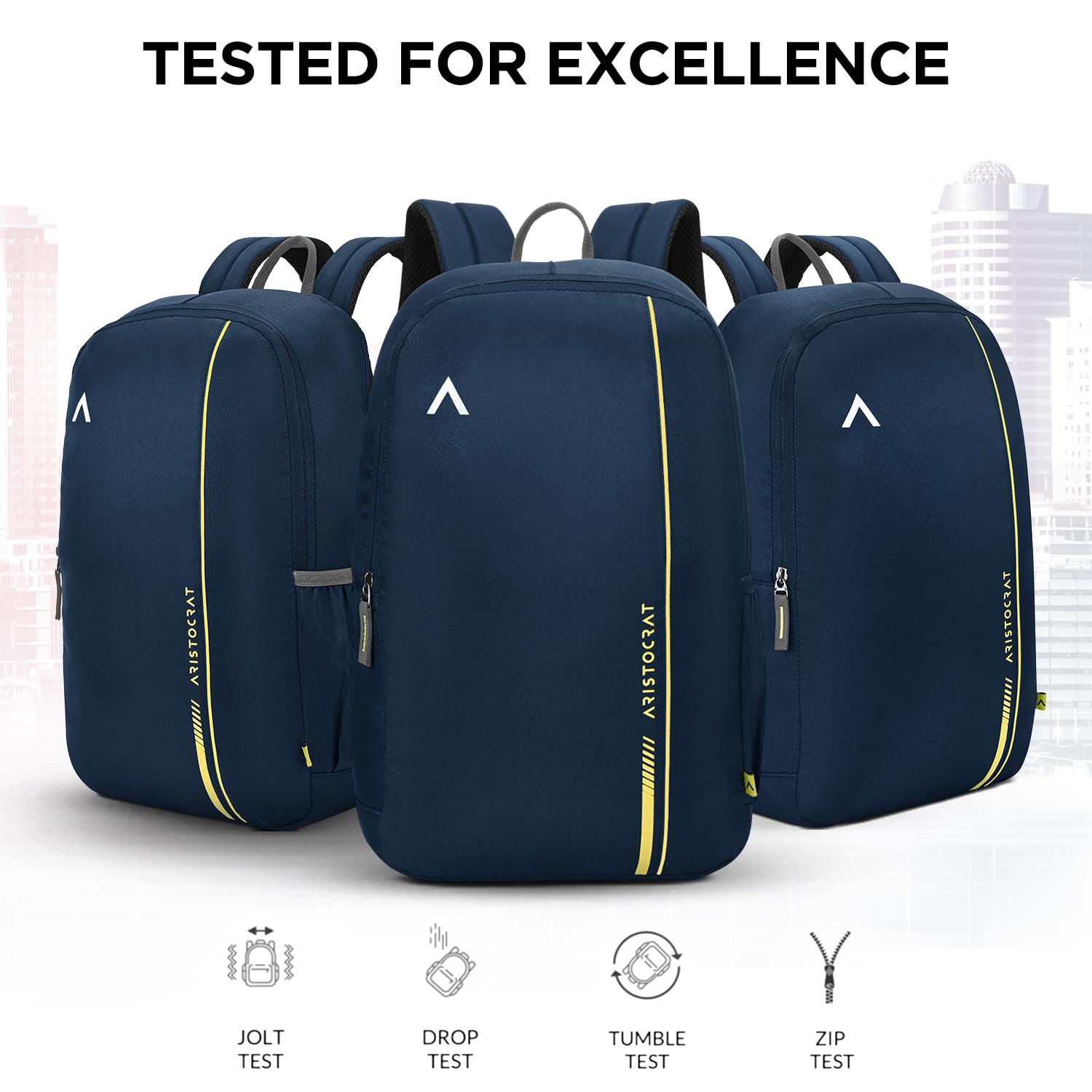 Nova 15L Laptop Backpack for Men & Women with Bottle Pocket | Padded Shoulder Straps, Multi Compartments | Travel & College Bag | Dark Blue