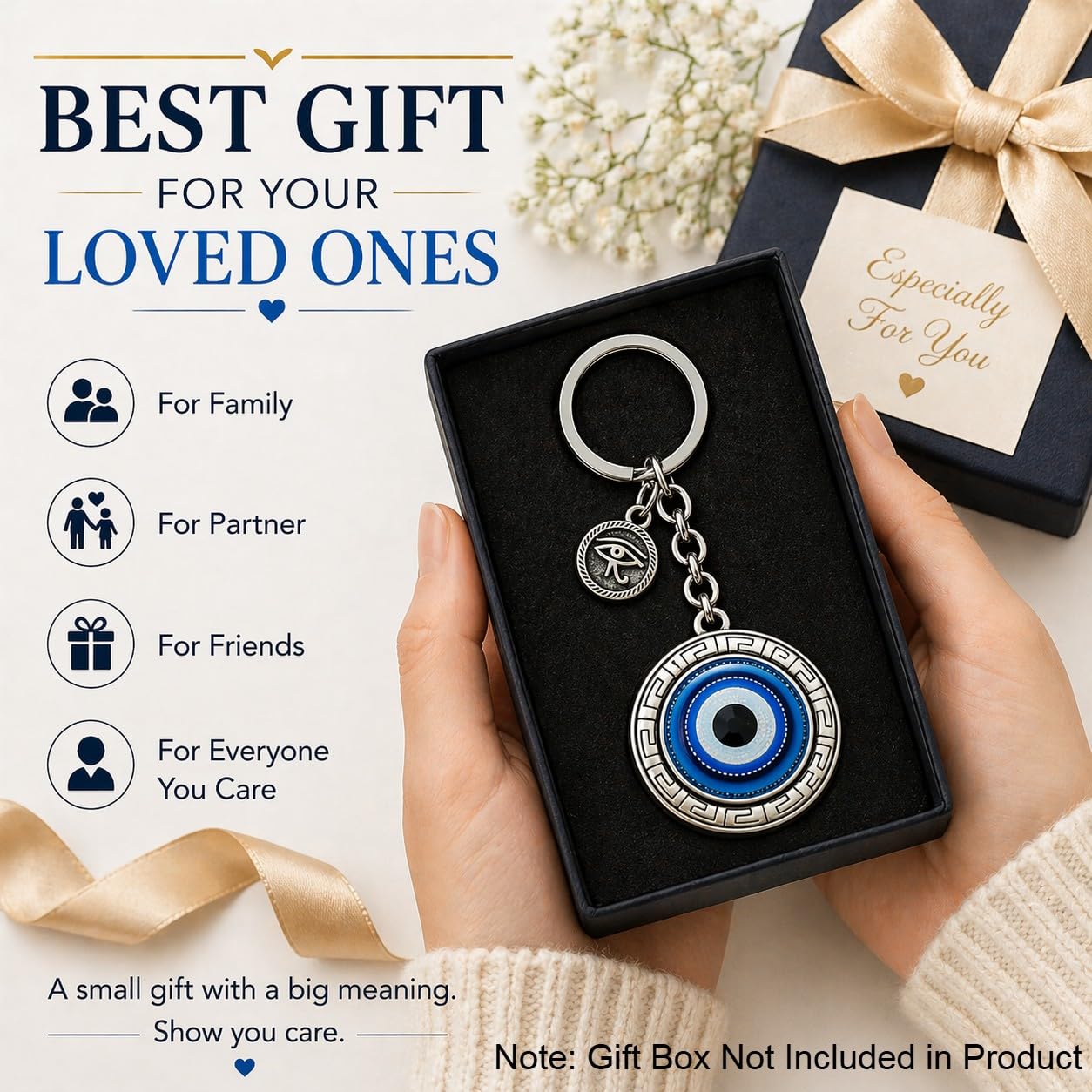 AutokraftZ Evil Eye Keychain for Bike Car and Home Keys with ππ±π΅π²ππΆππ² ππΌπΌπΈ | Good Luck Protection Charm Key Ring | Stylish Evil Eye Key Chain for Positivity | Gifting & Decorative Purpose