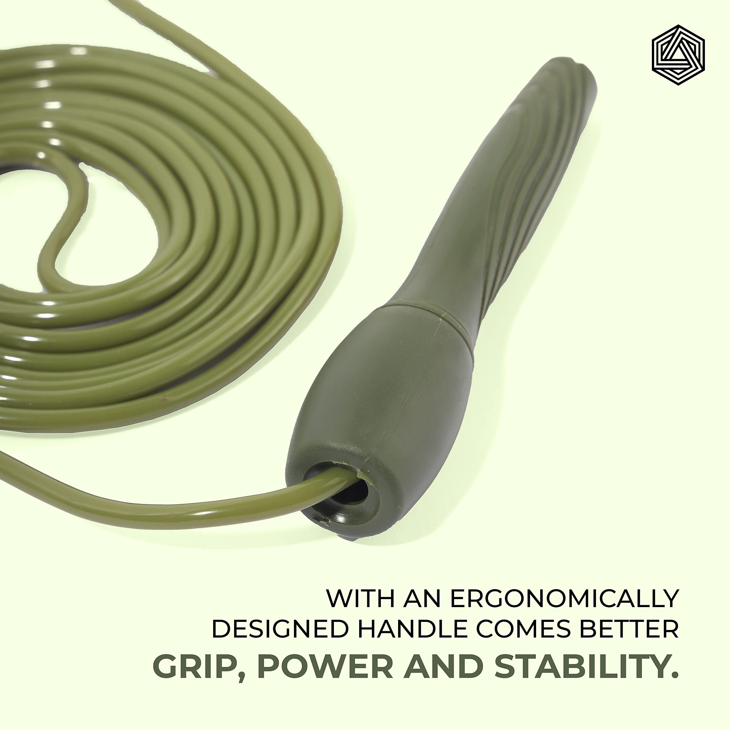 Boldfit Skipping Rope for Men and Women Jumping Rope With Adjustable Height Speed Skipping Rope for Exercise, Gym, Sports Fitness Adjustable Jump Rope Army Green Light-Dark Green