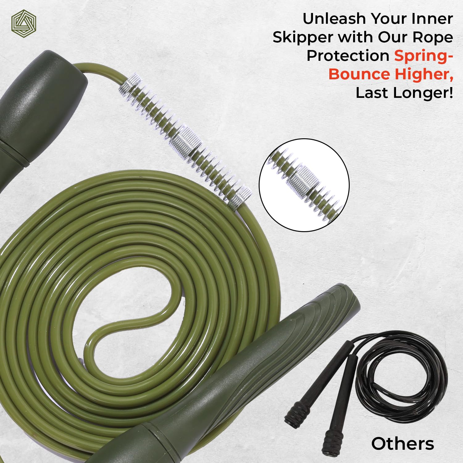 Boldfit Skipping Rope for Men and Women Jumping Rope With Adjustable Height Speed Skipping Rope for Exercise, Gym, Sports Fitness Adjustable Jump Rope Army Green Light-Dark Green