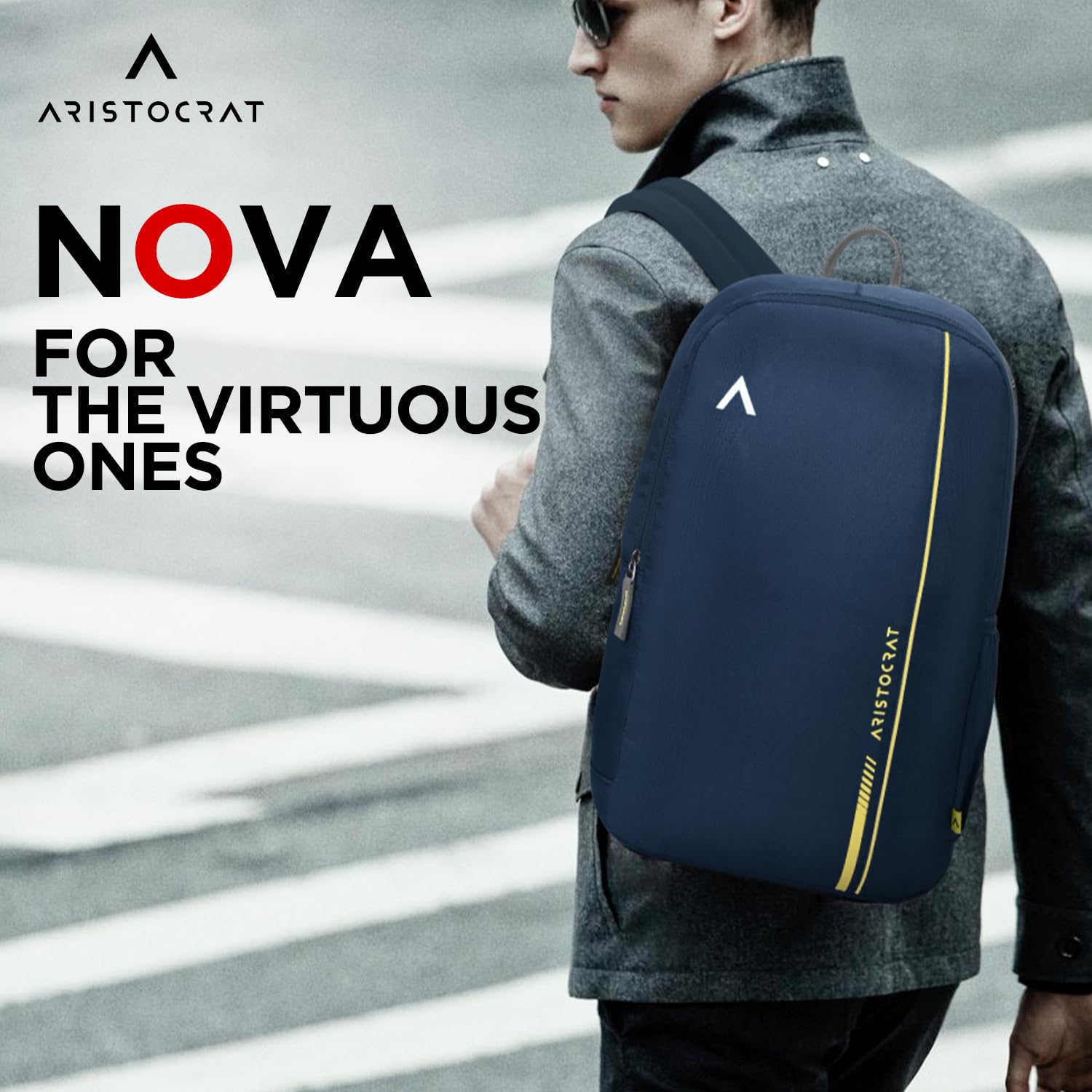 Nova 15L Laptop Backpack for Men & Women with Bottle Pocket | Padded Shoulder Straps, Multi Compartments | Travel & College Bag | Dark Blue