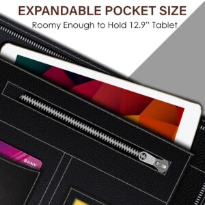 FEDUS Multipurpose Leatherette Professional File Folders for Certificates,Documents Holder,Document Bag, Portfolio, Executive File A4 Size Documents Holder with 20 Leafs for Men and Women, Black