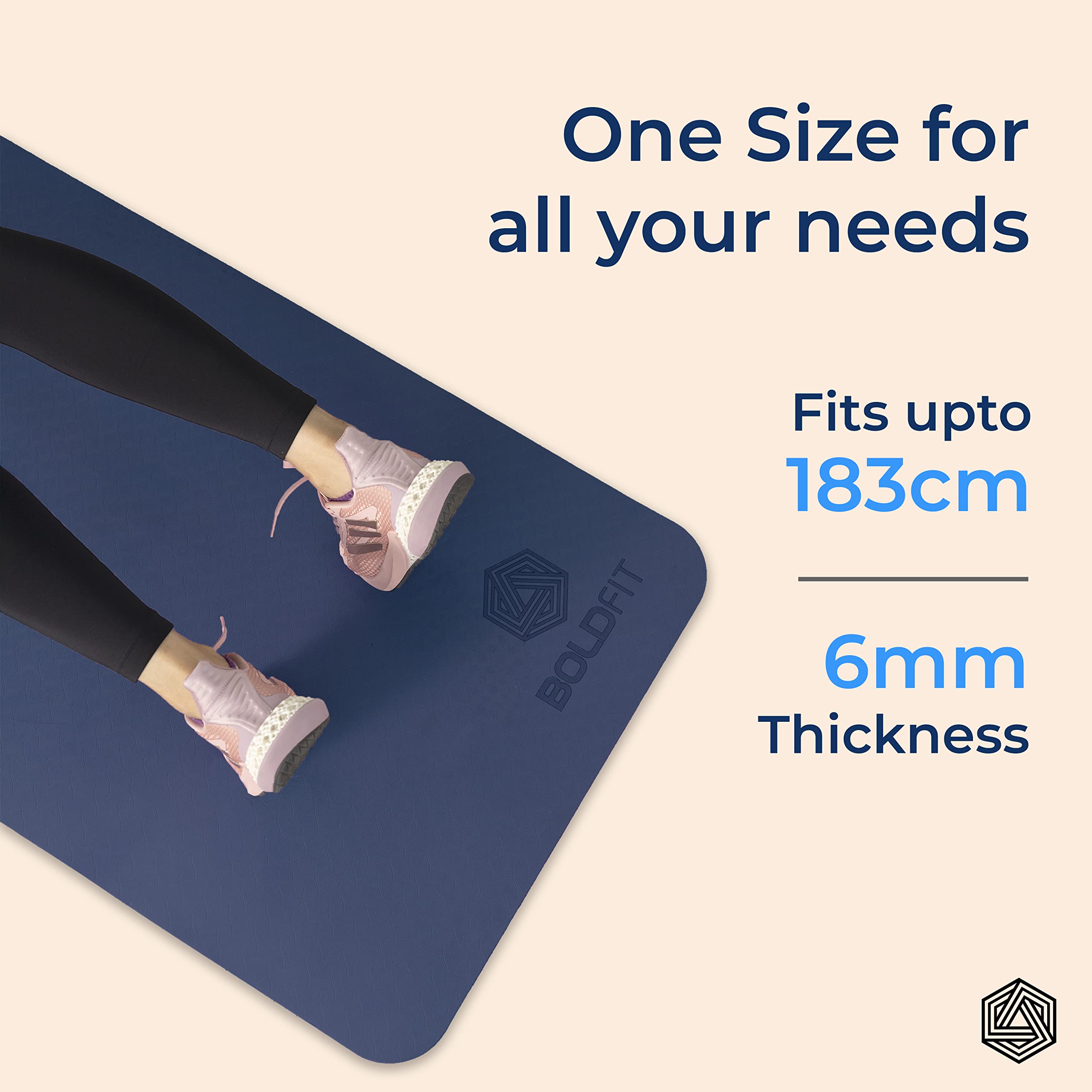 Boldfit Yoga Mat for Women and Men TPE Material Extra Thick Exercis for Men for Workout, Yoga, Fitness, Exercise Mat Anti Slip Mat,6mm Gym Mat