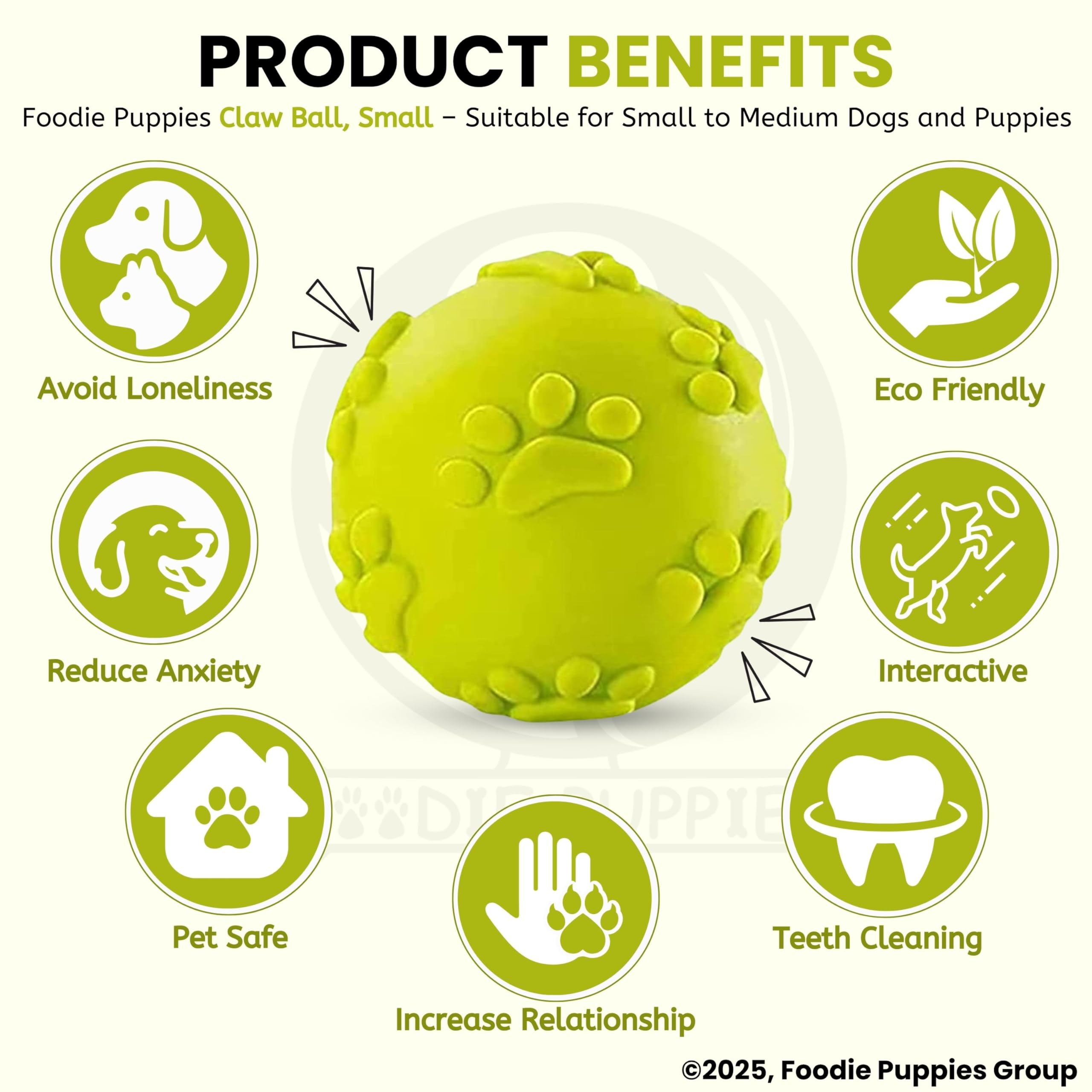 Latex Rubber Squeaky Dog Chew Ball Toy - (Claw Ball, Small) Durable and Safe Fetch Teething Dog Toy for Puppies and Small to Medium Dogs, Paw Design Helps to Clean Teeth (Diameter, 6cm)