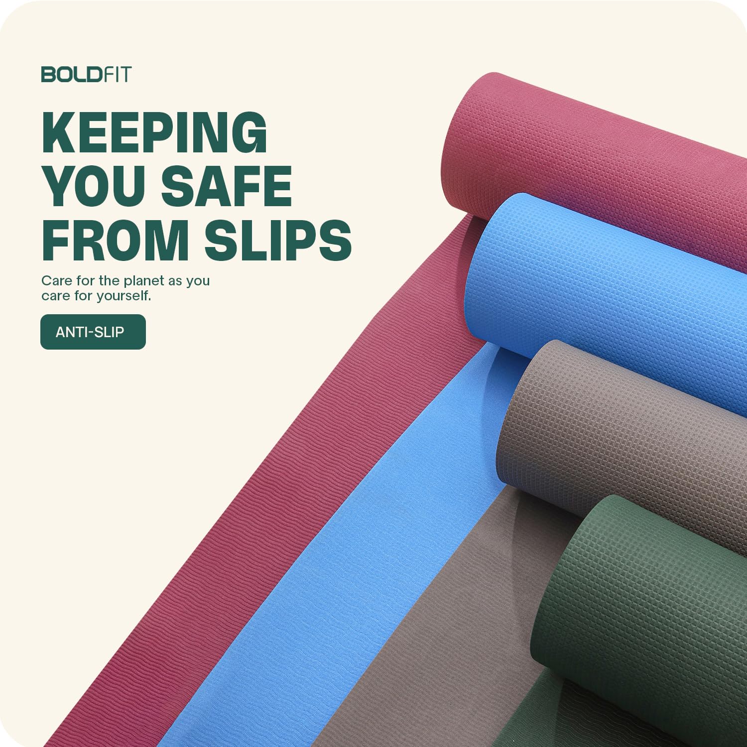 Boldfit Yoga Mats For Kids, Women and Men Exercise For Home, Gym Mat Anti Slip, 6Mm - Eva, Green